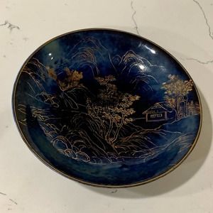 Vintage Blue and Gold Decorative Porcelain Bowl